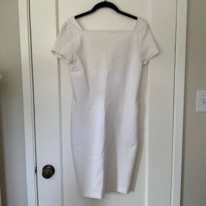 Square neck structured office dress